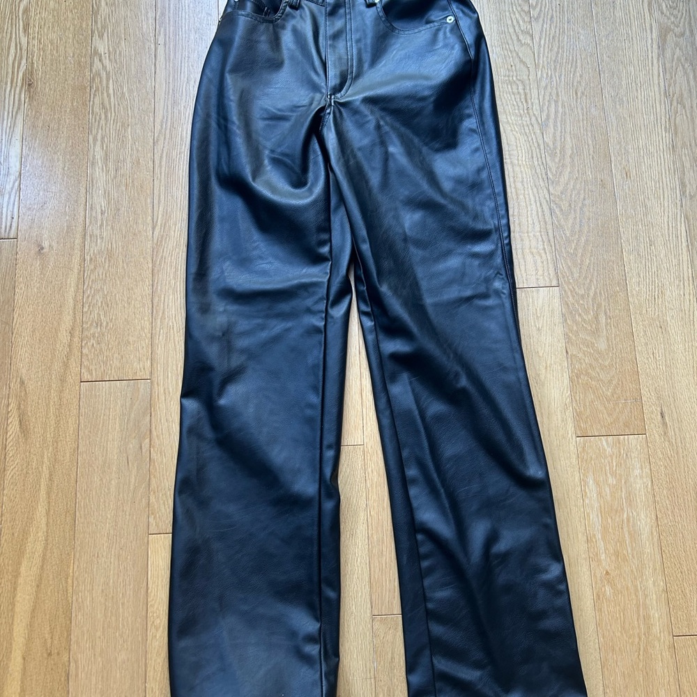 H&M Vegan Faux Leather Black Pants